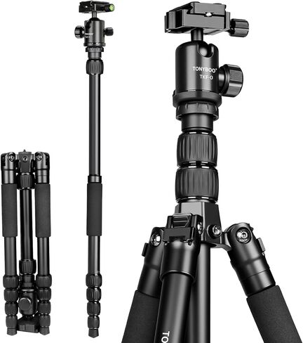 حامل ثلاثي للكاميرا مقاس 61.5 بوصة من TONYBOO، حامل ثلاثي القوائم عالي التحمل للسفر للكاميرا، حامل ثلاثي القوائم خفيف الوزن قابل للعكس مع رأس كروي 360 درجة، أقصى تحميل 22 رطل/10 كجم لهاتف كاميرات الفيديو الرقمية ذات العدسة الأحادية العاكسة (DSLR) in Kuwait