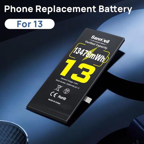 SannXell Upgraded High Capacity Battery for iPhone 13 Replacement, 13478mWh 0 Cycle A2482 A2631 A2633 A2634 A2635 Model, Ultra Long Lasting Li-ion Battery with Full Repair Tool Kit in Kuwait