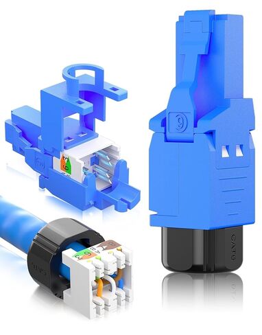 AMPCOM CAT6A RJ45 Connector, Field-Termination Modular Plug - Tool-Free, High-Speed for UTP CAT6A Network Cable (White, 12 Pack) in Kuwait