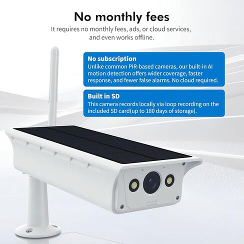 Solar Security Camera Outdoor Wireless WiFi, No Subscription,Built in SD,AI Detect and Hi-Perf Battery, Reliable Below -10°C for Outdoor Surveillance. Solar Powered Home Security Cameras in Kuwait
