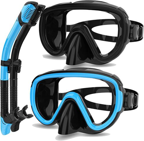 Bairuifu Dry Snorkel Mask Set Snorkeling Gear for Adults Scuba Diving Mask Swimming Glasses Swim Dive Mask Nose Cover Free Diving in Kuwait
