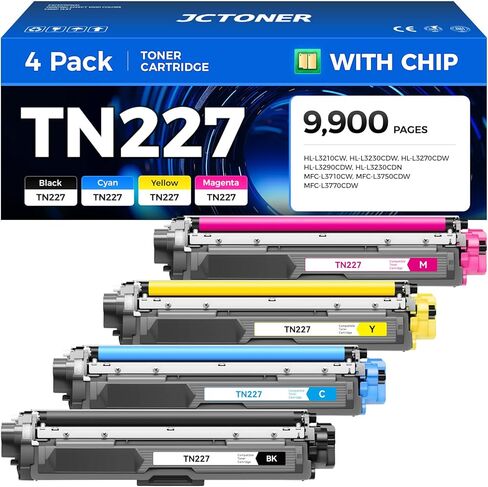 TN227 Toner Cartridge Set 4-Pack Replacement for Brother TN-227 TN223 Compatible with Color HL-L3270CDW HL-L3210CW MFC-L3770CDW HL-L3290CDW MFC-L3750CDW L3710CW HL-L3230CDW L3230CDN Printer Ink Black in Kuwait