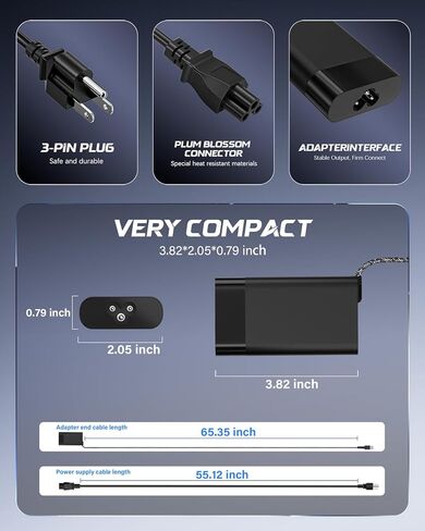 New 65W USB C Laptop Charger Type C Compatible with HP Envy X360, Spectre x360, Elitebook, Pavilion, Elite x2, OmniBook, ProBook, Zbook - Slim Travel Ac Adapter in Kuwait