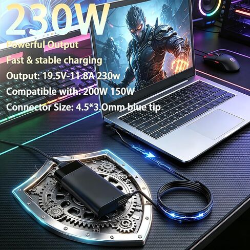 230 واط 200 واط شاحن تيار متردد مناسب لأجهزة الكمبيوتر المحمولة Hp Omen 15 16 17 Victus 15 16 Zbook Fury 15 16 G8 G9 G10 Tpn-La10 Tpn-Da10 M41303-001 19.5v 11.8a 4.5*3.0mm محول الطاقة in Kuwait