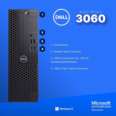Dell OptiPlex 3060 Desktop PC | Intel Core i7 8th Gen Hexa Core | 16GB RAM | 1TB SSD | Windows 11 Pro | WiFi + Bluetooth | RGB Speaker | (Renewed) in Kuwait