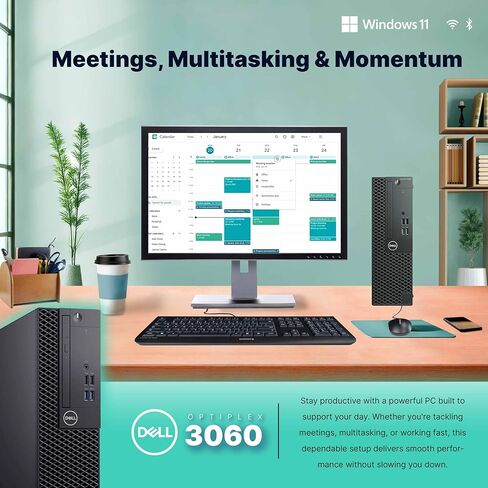 Dell OptiPlex 3060 Desktop PC | Intel Core i7 8th Gen Hexa Core | 16GB RAM | 1TB SSD | Windows 11 Pro | WiFi + Bluetooth | RGB Speaker | (Renewed) in Kuwait