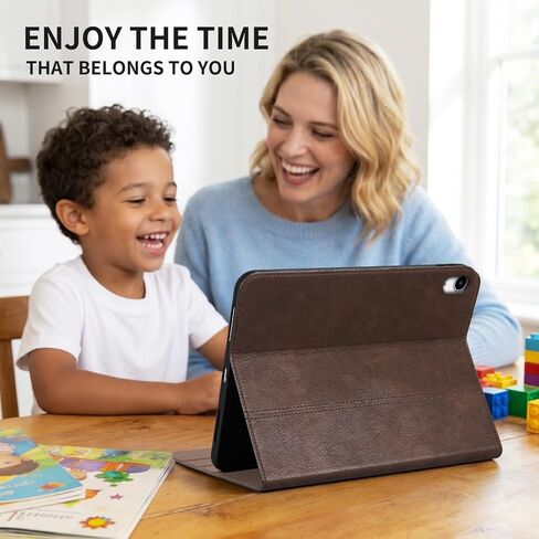 حافظة جلدية أصلية لجهاز Ipad (A16) الجيل الحادي عشر مقاس 11 بوصة 2025 وجهاز iPad الجيل العاشر مقاس 10.9 بوصة 2022 غطاء حماية مع خاصية النوم/الاستيقاظ التلقائي. بني داكن in Kuwait