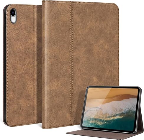حافظة جلدية أصلية لجهاز Ipad (A16) الجيل الحادي عشر مقاس 11 بوصة 2025 وجهاز iPad الجيل العاشر مقاس 10.9 بوصة 2022 غطاء حماية مع خاصية النوم/الاستيقاظ التلقائي. بني داكن in Kuwait