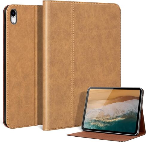 حافظة جلدية أصلية لجهاز Ipad (A16) الجيل الحادي عشر مقاس 11 بوصة 2025 وجهاز iPad الجيل العاشر مقاس 10.9 بوصة 2022 غطاء حماية مع خاصية النوم/الاستيقاظ التلقائي. بني داكن in Kuwait