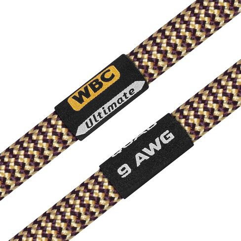 أفضل الكابلات في العالم بطول 15 قدم - 9 AWG - OFC فائق النقاء - زوج كابل مكبر صوت HiFi ممتاز من عشاق الصوت مع قابس الموز الذهبي Eminence وسترة TnBrwn Tweed in Kuwait