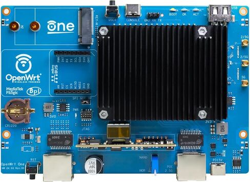 Banana Pi OpenWrt One - جهاز توجيه لاسلكي ثنائي النطاق WiFi 6 - جهاز توجيه AP-24.XY مع MediaTek MT7981B SoC 1 جيجابايت DDR4 RAM، 1x 2.5 جيجا بايت WAN، 1x منفذ Gigabit LAN RJ45، يدعم PoE AP PWM in Kuwait