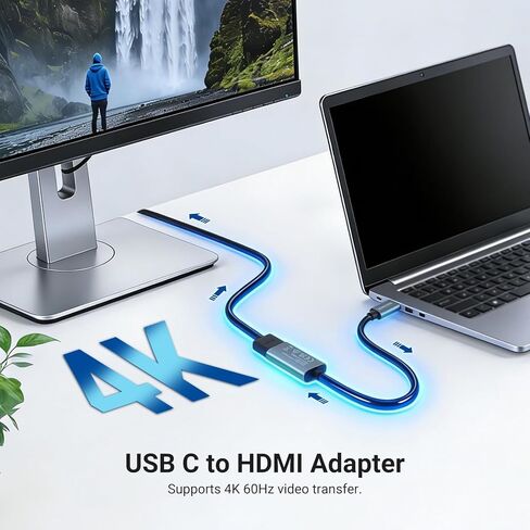 NEEWER USB C to HDMI Adapter, 19cm Plug & Play Type C (Male) to HDMI (Female) for 4K 60Hz Video Transfer, Compatible with iPhone iPad MacBook iMac Thunderbolt Android Phone Tablet TV, PS022 in Kuwait