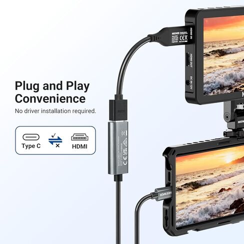 NEEWER USB C to HDMI Adapter, 19cm Plug & Play Type C (Male) to HDMI (Female) for 4K 60Hz Video Transfer, Compatible with iPhone iPad MacBook iMac Thunderbolt Android Phone Tablet TV, PS022 in Kuwait