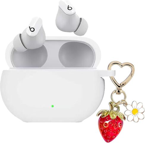 for Beats Studio Buds Case/Studio Buds Plus Case Cover,Cute Strawberry Charm Keychain,Pink Print Soft Silicone Skin Protective Case for New Beats Studio Buds+ Earbuds for Women Men Pink in Kuwait