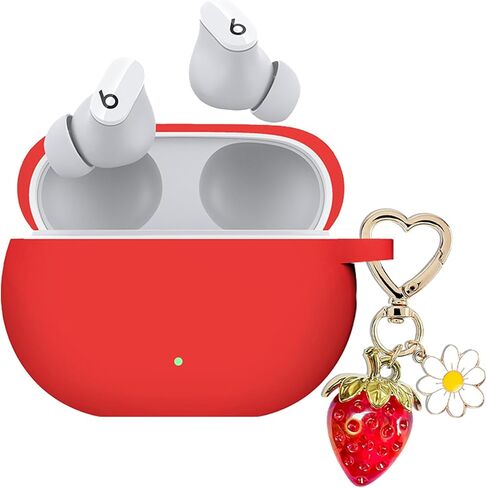 for Beats Studio Buds Case/Studio Buds Plus Case Cover,Cute Strawberry Charm Keychain,Pink Print Soft Silicone Skin Protective Case for New Beats Studio Buds+ Earbuds for Women Men Pink in Saudi Arabia