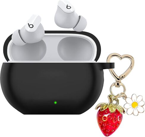 for Beats Studio Buds Case/Studio Buds Plus Case Cover,Cute Strawberry Charm Keychain,Pink Print Soft Silicone Skin Protective Case for New Beats Studio Buds+ Earbuds for Women Men Pink in Saudi Arabia