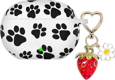 for Beats Studio Buds Case/Studio Buds Plus Case Cover,Cute Strawberry Charm Keychain,Pink Print Soft Silicone Skin Protective Case for New Beats Studio Buds+ Earbuds for Women Men Pink in Saudi Arabia