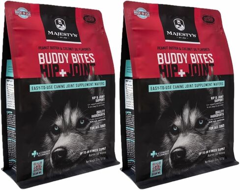 Majesty's Buddy Bites Hip and Joint Wafers (Peanut Butter and Coconut Oil, 2 Pack Medium/Large Dog(112 Count Total)) in Saudi Arabia