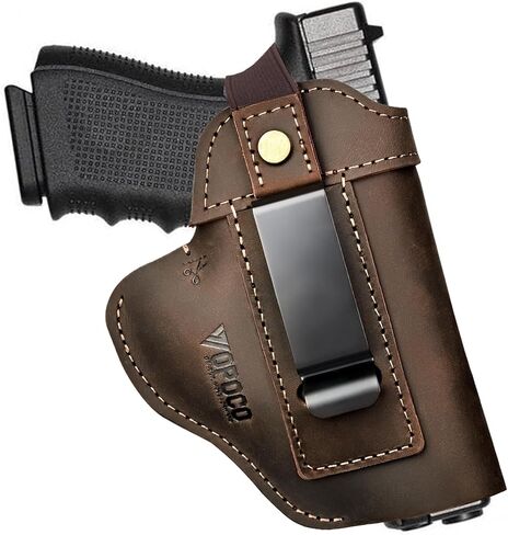 IWB/OWB Leather Holster for Glock 23/26/42/43/43X, Taurus G2/G2C/G3C, Concealed Carry Gun Holster Fits Sig P365 P320 Springfield M&P 9mm Shield Universal Leather Gun Holster for Most Size Pistols in Kuwait