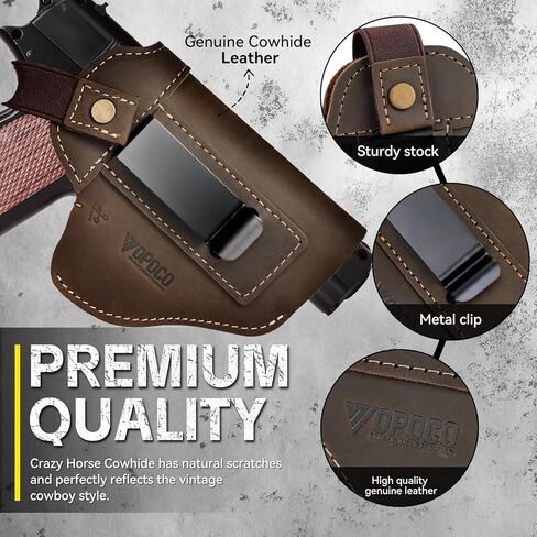 IWB/OWB Leather Holster for Glock 23/26/42/43/43X, Taurus G2/G2C/G3C, Concealed Carry Gun Holster Fits Sig P365 P320 Springfield M&P 9mm Shield Universal Leather Gun Holster for Most Size Pistols in Kuwait