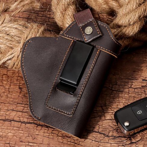 IWB/OWB Leather Holster for Glock 23/26/42/43/43X, Taurus G2/G2C/G3C, Concealed Carry Gun Holster Fits Sig P365 P320 Springfield M&P 9mm Shield Universal Leather Gun Holster for Most Size Pistols in Kuwait