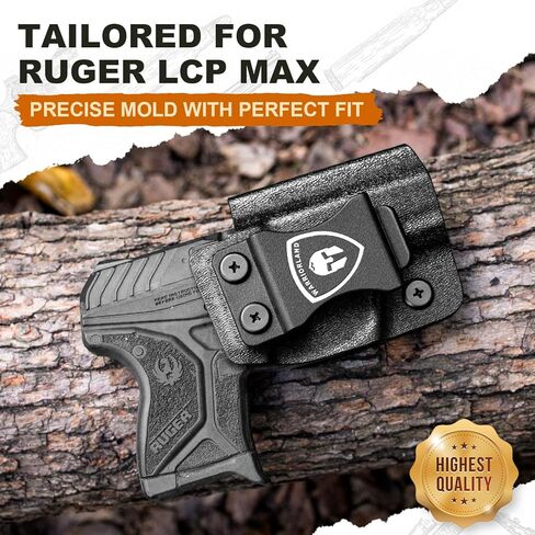 WARRIORLAND Ruger LCP MAX Holster: IWB Kydex Appendix Carry, Adj. Retention & Cant, Right/Left Hand Optional in Kuwait