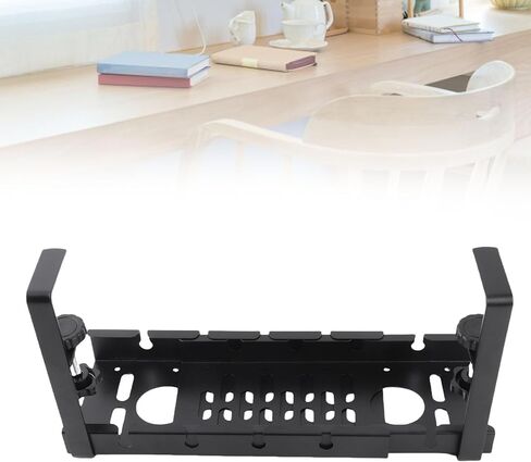 Under Desk Cable Management Tray, Adjustable Wire Organizer, Clamp Installation, Carbon Steel, 11.42 to 20.87in Expandable, for Home Office in Kuwait