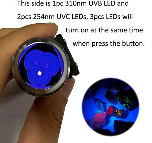 Longwave & Midwave & Shortwave UV Light Flashlight 254nm 310nm 365nm Minerals Phosphor Detector UVA UVB UVC Blacklight Jade Detection White LED Torch Lamp in Kuwait