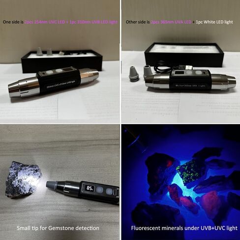 Longwave & Midwave & Shortwave UV Light Flashlight 254nm 310nm 365nm Minerals Phosphor Detector UVA UVB UVC Blacklight Jade Detection White LED Torch Lamp in Kuwait