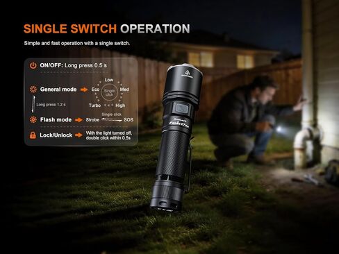 Fenix C7 Pro 4600 Lumen USB-C Rechargeable Work Flashlight, Magnetic Base, Long Runtime, Wide Beam LED, 20W Fast Charging, IP68 Waterproof, for Jobsite, Security, Emergency with Lumentac Organizier in Kuwait