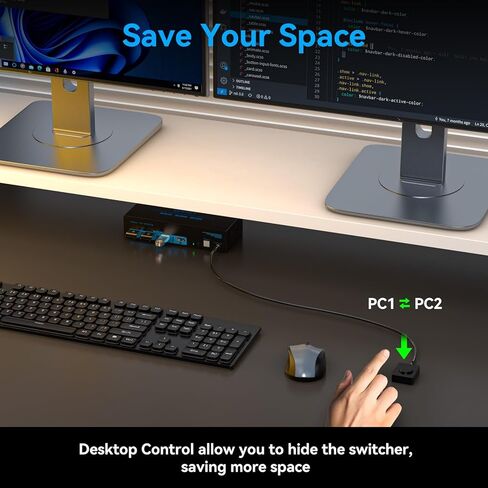 8K @ 60 هرتز Displayport KVM Switch 2 شاشات 2 جهاز كمبيوتر 4K144 هرتز USB3.0 KVM Switch شاشة مزدوجة لجهازي كمبيوتر مشاركة شاشتين و4 أجهزة USB تدعم الوضع الممتد/النسخ مع وحدة تحكم سطح المكتب in Kuwait
