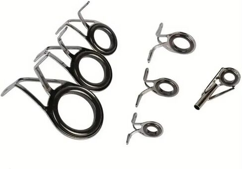 6pcs Stainless Steel Fishing Rod Guide Repair Kit - Tip Top & Circle Eye Ring Replacement Set for Rod Guide Wire Loop Repair in Kuwait