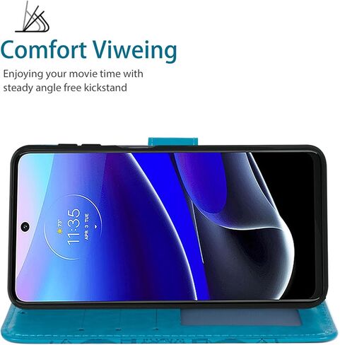 حافظة لهاتف Moto G Stylus 2022 5G/Motorola G Stylus 5G 2022 XT2215 حافظة محفظة مع واقي شاشة من الزجاج المقوى، غطاء حامل بطاقة الائتمان من الجلد لهاتف Motorola Moto G Stylus 5G 2022 أزرق in Kuwait