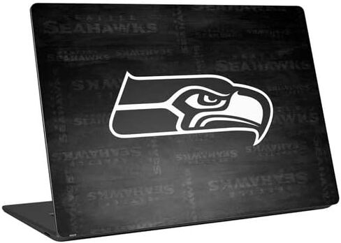 Skinit Laptop Decal Skin Compatible with Universal Laptop 17in (13.8 x 10in) - Officially Licensed NFL Seattle Seahawks Black & White Design in Kuwait