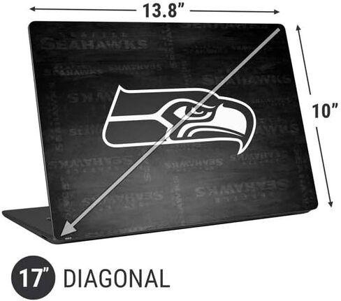 Skinit Laptop Decal Skin Compatible with Universal Laptop 17in (13.8 x 10in) - Officially Licensed NFL Seattle Seahawks Black & White Design in Kuwait