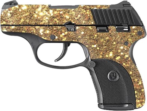 MightySkins Glossy Glitter Skin Compatible with Ruger LC9 9mm 3.12 Barrel - Gold Dazzle | Protective Durable High-Gloss Glitter Finish | Easy to Apply, Remove, and Change Styles | Made in The USA in Kuwait