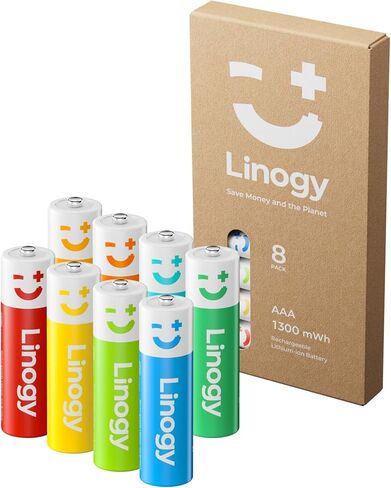 1.5V Rechargeable AA Lithium Batteries (8-Pack), 3600mWh, Up to 1,200 Cycles, Low Self-Discharge, Leak-Proof in Kuwait