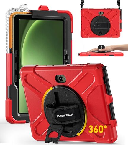 BRAECN for Samsung Galaxy Tab Active 3 Case SM-X300/T575, Heavy Duty Rugged Shockproof Drop Case with 360 Stand, Hand Strap & Shoulder Strap for Galaxy Tab Active 3 8.0 - Sakura Pink in Saudi Arabia
