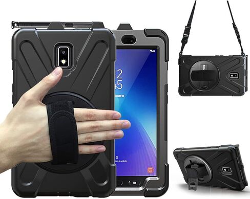 BRAECN for Samsung Galaxy Tab Active 3 Case SM-X300/T575, Heavy Duty Rugged Shockproof Drop Case with 360 Stand, Hand Strap & Shoulder Strap for Galaxy Tab Active 3 8.0 - Sakura Pink in Saudi Arabia