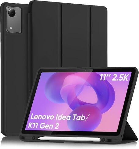 حافظة لجهاز Lenovo Idea Tab 11" 2025 / Tab K11 Gen 2 (TB-336ZU/TB-336FU) مع حامل أقلام، غطاء خلفي نحيف ثلاثي الطي من مادة TPU مقاوم للصدمات، نوم/استيقاظ تلقائي، وردي in Kuwait