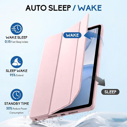 حافظة لجهاز Lenovo Idea Tab 11" 2025 / Tab K11 Gen 2 (TB-336ZU/TB-336FU) مع حامل أقلام، غطاء خلفي نحيف ثلاثي الطي من مادة TPU مقاوم للصدمات، نوم/استيقاظ تلقائي، وردي in Kuwait