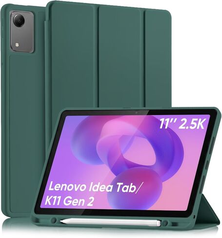 حافظة لجهاز Lenovo Idea Tab 11" 2025 / Tab K11 Gen 2 (TB-336ZU/TB-336FU) مع حامل أقلام، غطاء خلفي نحيف ثلاثي الطي من مادة TPU مقاوم للصدمات، نوم/استيقاظ تلقائي، وردي in Kuwait