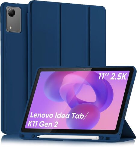 حافظة لجهاز Lenovo Idea Tab 11" 2025 / Tab K11 Gen 2 (TB-336ZU/TB-336FU) مع حامل أقلام، غطاء خلفي نحيف ثلاثي الطي من مادة TPU مقاوم للصدمات، نوم/استيقاظ تلقائي، وردي in Kuwait