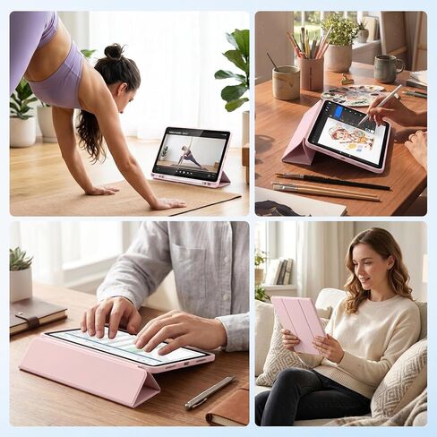 حافظة لجهاز Lenovo Idea Tab 11" 2025 / Tab K11 Gen 2 (TB-336ZU/TB-336FU) مع حامل أقلام، غطاء خلفي نحيف ثلاثي الطي من مادة TPU مقاوم للصدمات، نوم/استيقاظ تلقائي، وردي in Kuwait