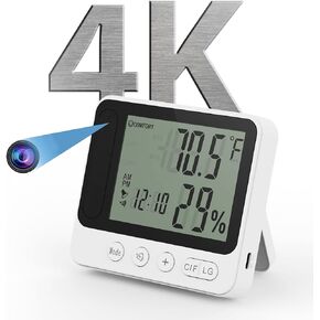MINI-WiFi - كاميرا أمان لاسلكية، كاميرا مربية عالية الدقة بدقة 4K مع ساعة مقياس حرارة للرطوبة، وتنبيهات للرؤية الليلية وكشف الحركة. التحكم في تطبيق الهاتف المحمول، ودعم 2.4G و5G للمكتب المنزلي in Kuwait