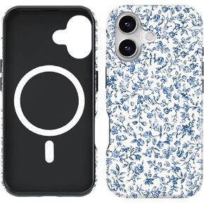متوافق مع حافظة iPhone 17 Pro [متوافق مع MagSafe] - [حماية من السقوط بطول 8 أقدام] حافظة هاتف 2 في 1 مقاومة للصدمات ورفيعة وناعمة من مادة TPU مقاس 6.3 بوصات (أزهار زرقاء، iPhone 17 Pro 6.3 بوصات) in Kuwait