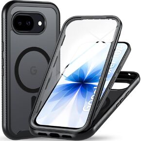 Hensinple for Pixel 10a Case, Magnetic for Google Pixel 10a Case with Built-in Screen Protector, 360 Degree Drop Protection Shockproof Phone Case, Semi-Transparent Case for Pixel 10 a, Black in Kuwait