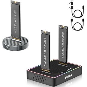 M.2 NVMe SSD Reader External, 10Gbps + SUITOK M.2 Duplicator Cloner Dual-Bay Offline USB C to NVMe SATA Dock Station, 20Gbps M2 Reader for Both (M Key, B+M Key) PCIE NGFF STK06 Lite + STK03 in Saudi Arabia