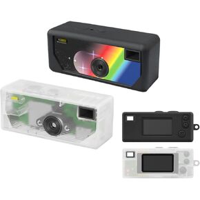 VANEST عبوتان من حافظة السيليكون المتوافقة مع Kodak CHARMERA Keychain Digital Camera Blind Box، حافظة واقية من السيليكون الناعم، ملحقات غطاء كاميرا صغيرة (الجراب فقط) (شفاف وأسود) in Kuwait