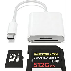 قارئ بطاقة SD USB-C، فتحة مزدوجة لبطاقات SD وMicroSD، محول بطاقة الذاكرة من النوع C، التوصيل والتشغيل، متوافق مع iPhone 15/16/17 وiPad والكمبيوتر المحمول in Kuwait